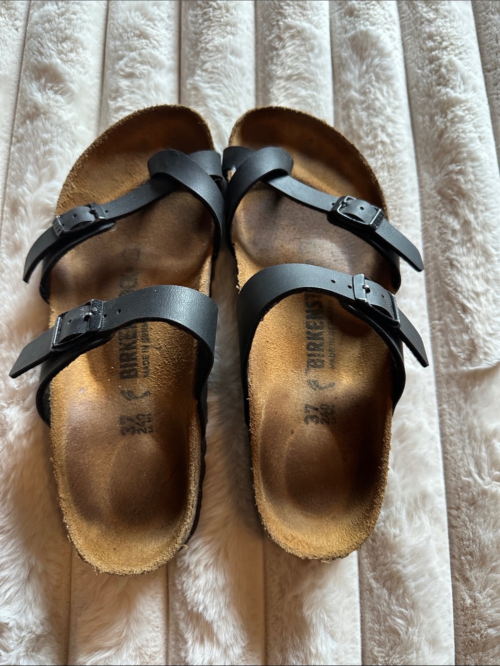 Birkenstock Black Two-Strap Women's Sandals worn 2 times